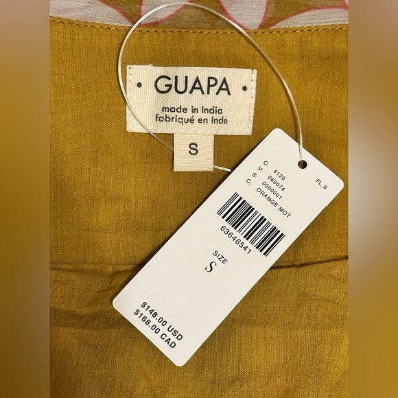 Anthropologie Guapa Pumpkin Orange Color Ruched Floral Print Mini Skirt S - Picture 8 of 11